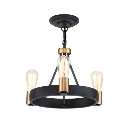 Quintiesse - Suspension sur tige SILAS 3xE27/60W/230V Ø 42,2 cm noir/doré