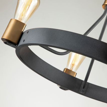 Quintiesse - Lustre sur tige SILAS 4xE27/60W/230V Ø 54,9 cm noir/doré