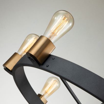 Quintiesse - Lustre sur tige SILAS 8xE27/60W/230V Ø 82,9 cm noir/doré