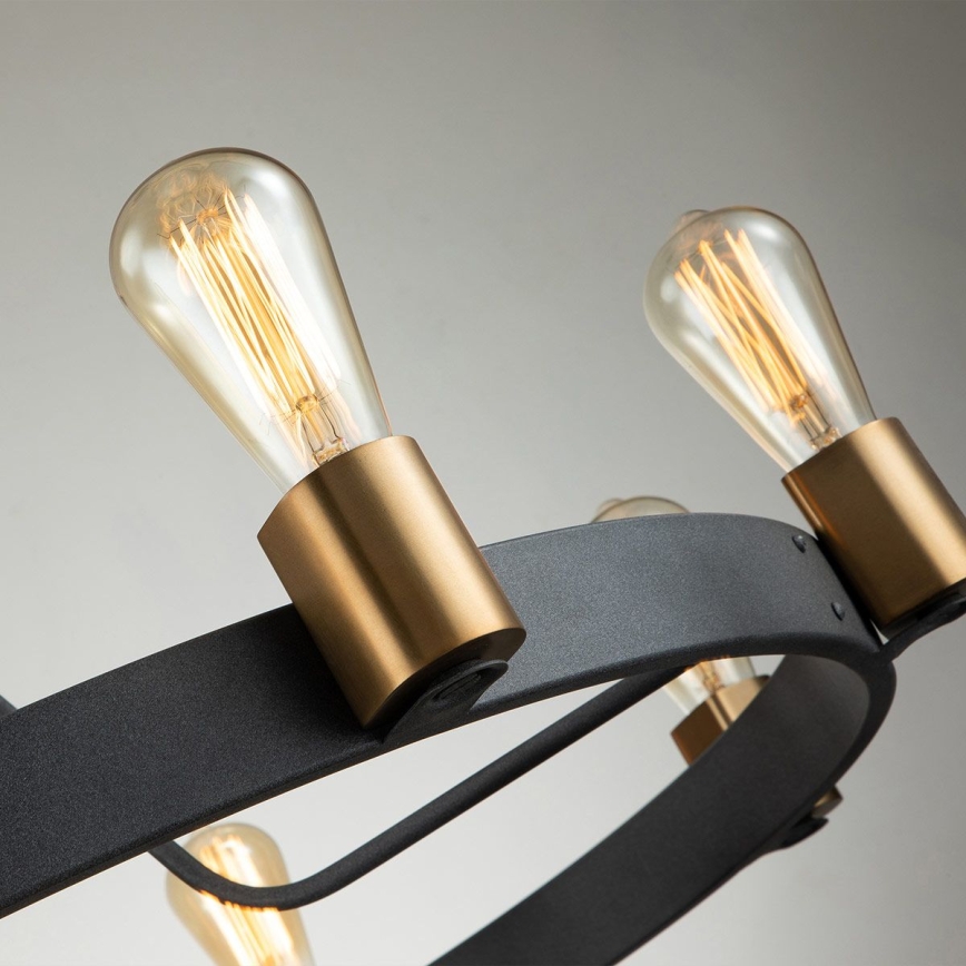 Quintiesse - Lustre sur tige SILAS 8xE27/60W/230V Ø 82,9 cm noir/doré