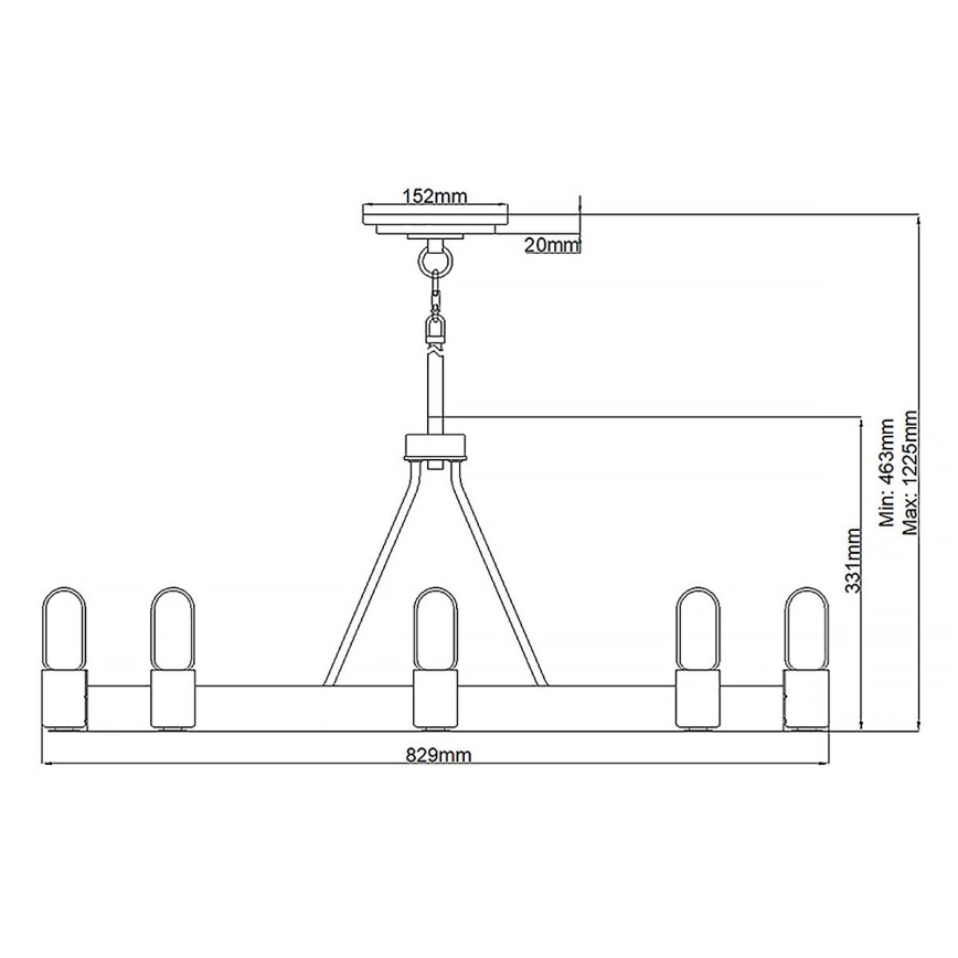 Quintiesse - Lustre sur tige SILAS 8xE27/60W/230V Ø 82,9 cm noir/doré