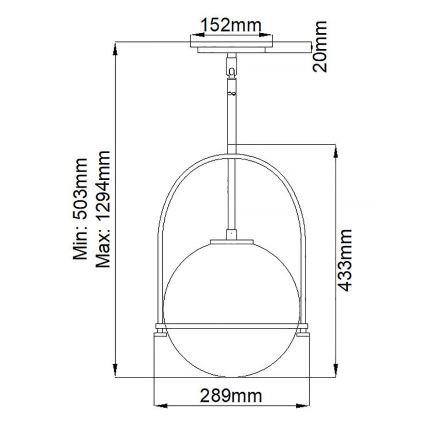 Quintiesse - Lustre sur tige SOMERSET 1xE27/60W/230V diam. 28,9 cm noir