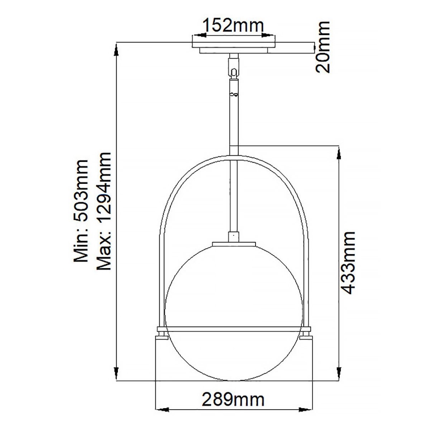 Quintiesse - Lustre sur tige SOMERSET 1xE27/60W/230V diam. 28,9 cm noir