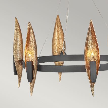 Quintiesse - Suspension sur câble WILLOW 6xE14/40W/230V diam. 61 cm doré/noir