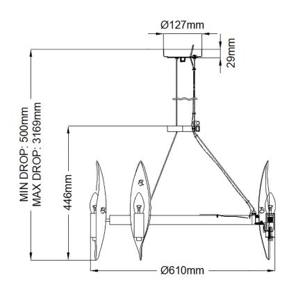 Quintiesse - Suspension sur câble WILLOW 6xE14/40W/230V diam. 61 cm doré/noir