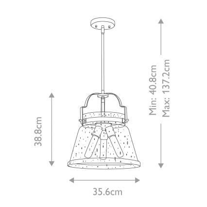 Quintiesse - Suspension sur tige WIMBERLEY 3xE27/60W/230V Ø 35,6 cm, finition dorée