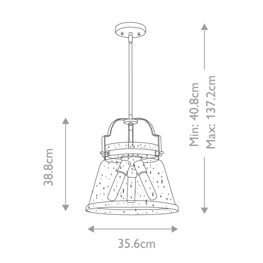 Quintiesse - Suspension sur tige WIMBERLEY 3xE27/60W/230V Ø 35,6 cm, finition dorée
