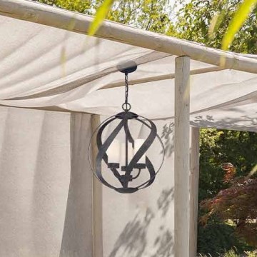 Quintiesse - Suspension d'extérieur suspendue par chaîne BLACKSMITH 3xE14/40W/230V Ø 40,7 cm IP44 noire