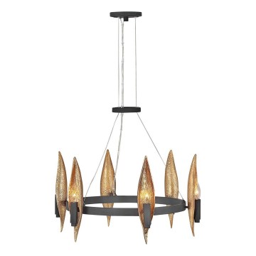 Quintiesse - Suspension sur câble WILLOW 6xE14/40W/230V diam. 61 cm doré/noir