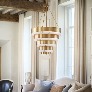 Quintiesse - Suspension sur tige ECHELON 8xE14/40W/230V dorée