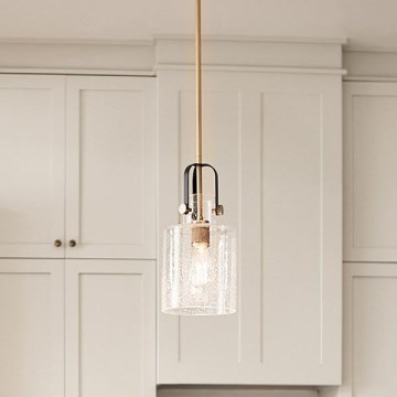 Quintiesse - Suspension sur tige KITNER 1xE27/60W/230V Ø 18 cm doré/noir