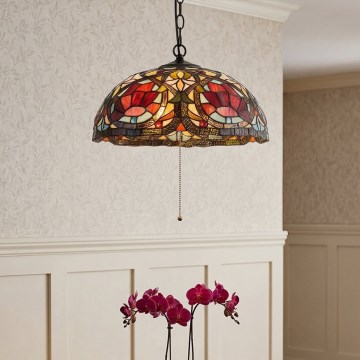 Quoizel - Lustre Tiffany LARISSA sur chaîne 3xE27/60W/230V Ø 38,5 cm