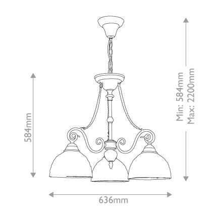 Quoizel - Suspension Tiffany LARISSA 3xE27/60W/230V Ø 63,6 cm
