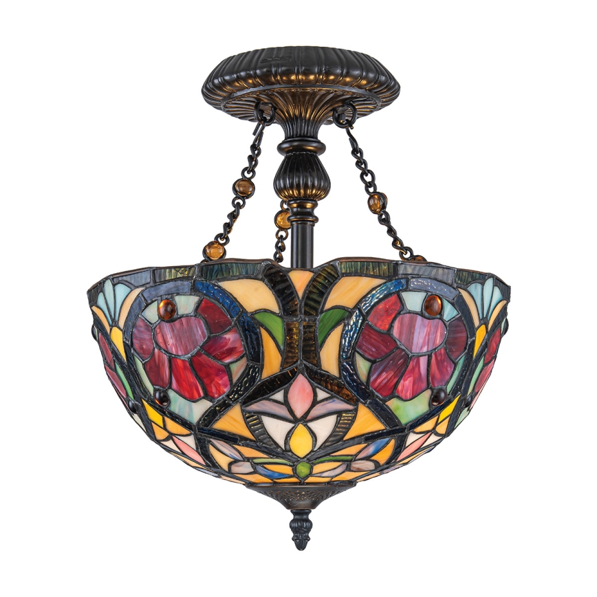 Quoizel - Plafonnier Tiffany LARISSA 2xE27/60W/230V Ø 35 cm