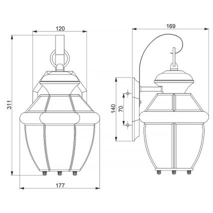 Quoizel - Applique murale extérieure NEWBURY 1xE27/60W/230V IP44, finition cuivrée