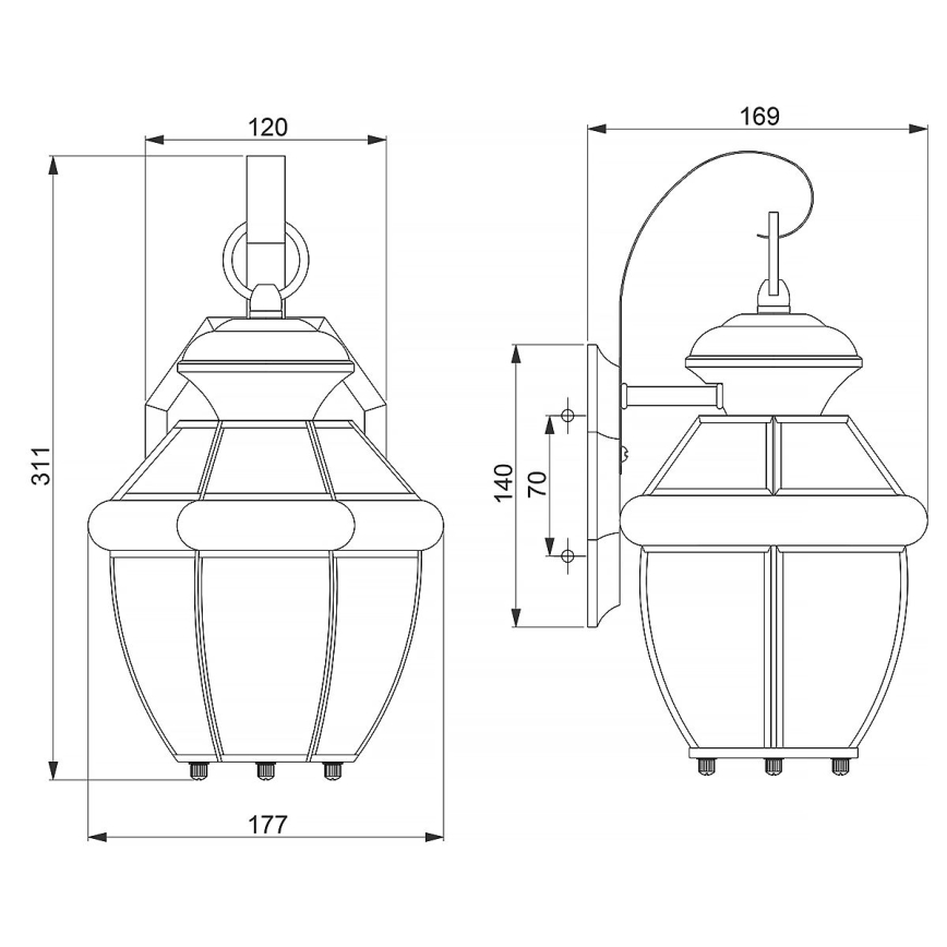 Quoizel - Applique murale extérieure NEWBURY 1xE27/60W/230V IP44, finition cuivrée