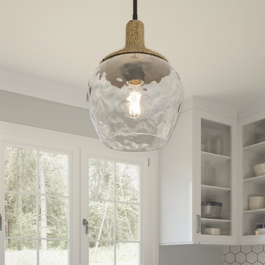 Quoizel - Suspension-barre ROYER 1xE27/60W/230V d. 30,2 cm transparent/noir/beige