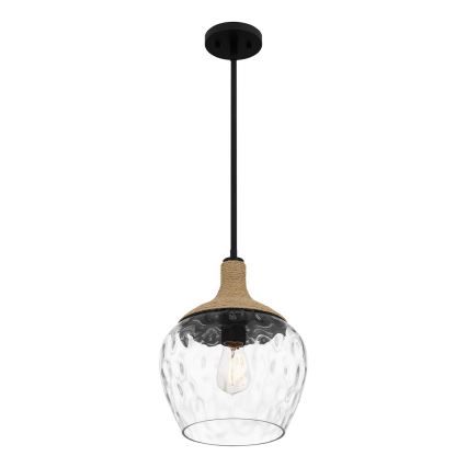 Quoizel - Suspension-barre ROYER 1xE27/60W/230V d. 30,2 cm transparent/noir/beige