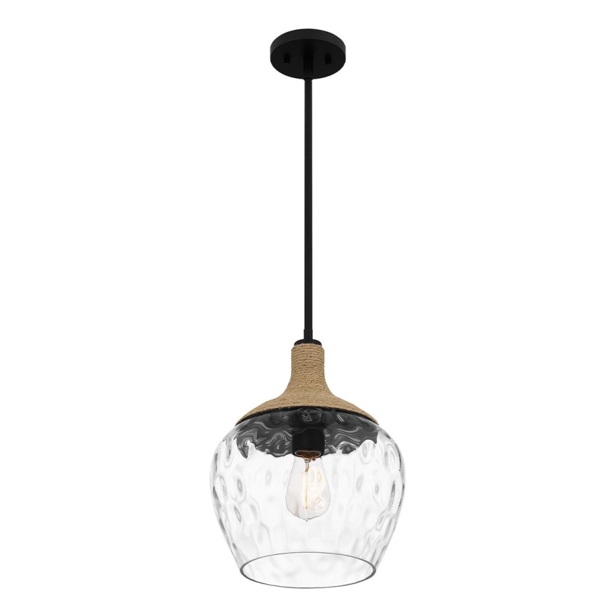 Quoizel - Suspension-barre ROYER 1xE27/60W/230V d. 30,2 cm transparent/noir/beige