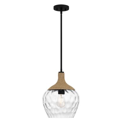 Quoizel - Suspension-barre ROYER 1xE27/60W/230V d. 30,2 cm transparent/noir/beige