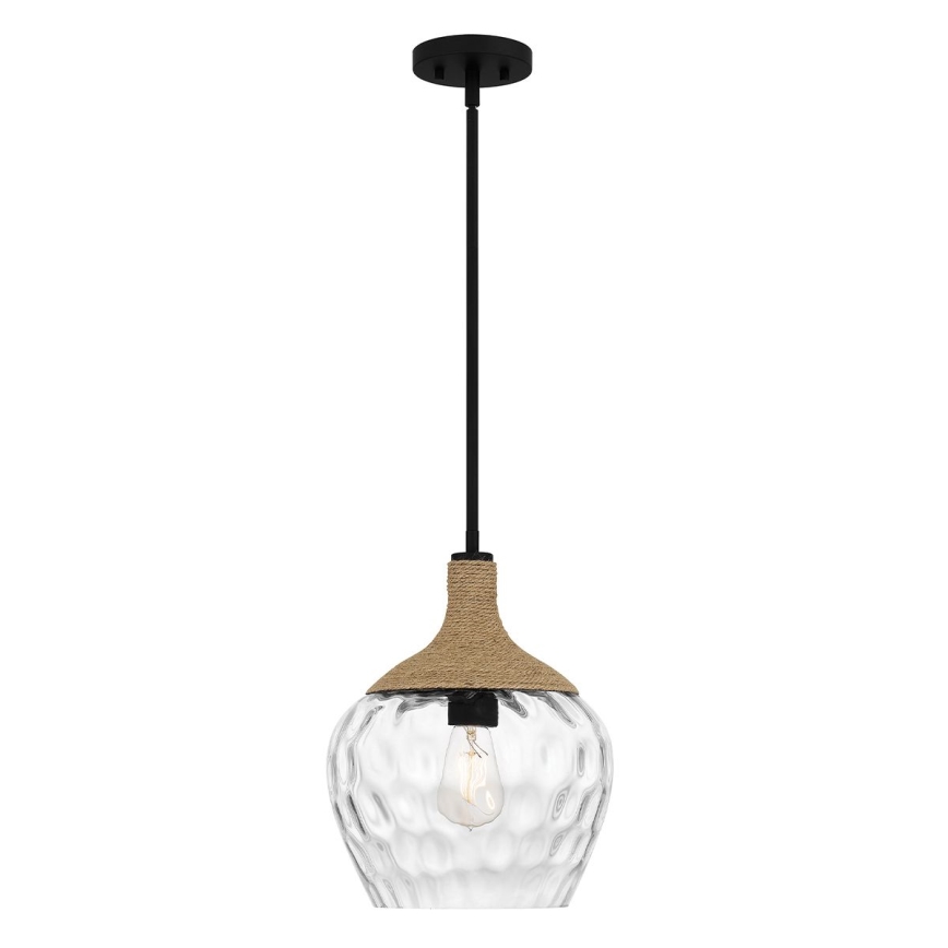 Quoizel - Suspension-barre ROYER 1xE27/60W/230V d. 30,2 cm transparent/noir/beige