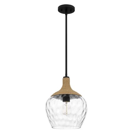 Quoizel - Suspension-barre ROYER 1xE27/60W/230V d. 30,2 cm transparent/noir/beige