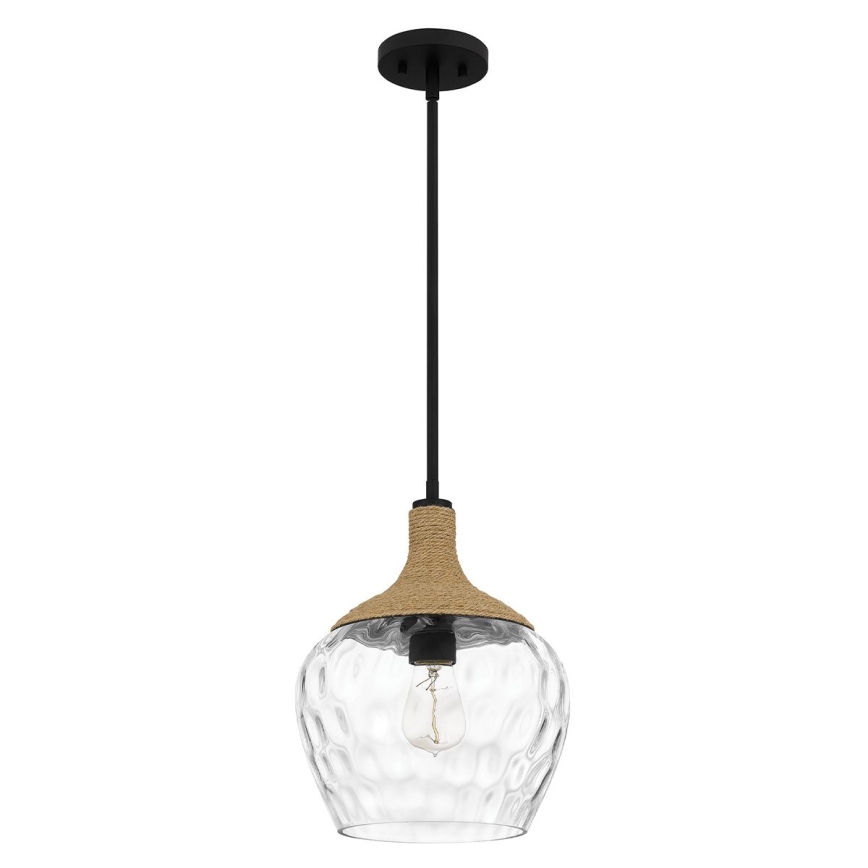 Quoizel - Suspension-barre ROYER 1xE27/60W/230V d. 30,2 cm transparent/noir/beige