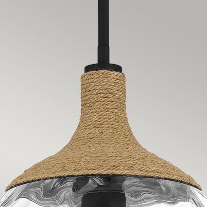 Quoizel - Suspension-barre ROYER 1xE27/60W/230V d. 30,2 cm transparent/noir/beige