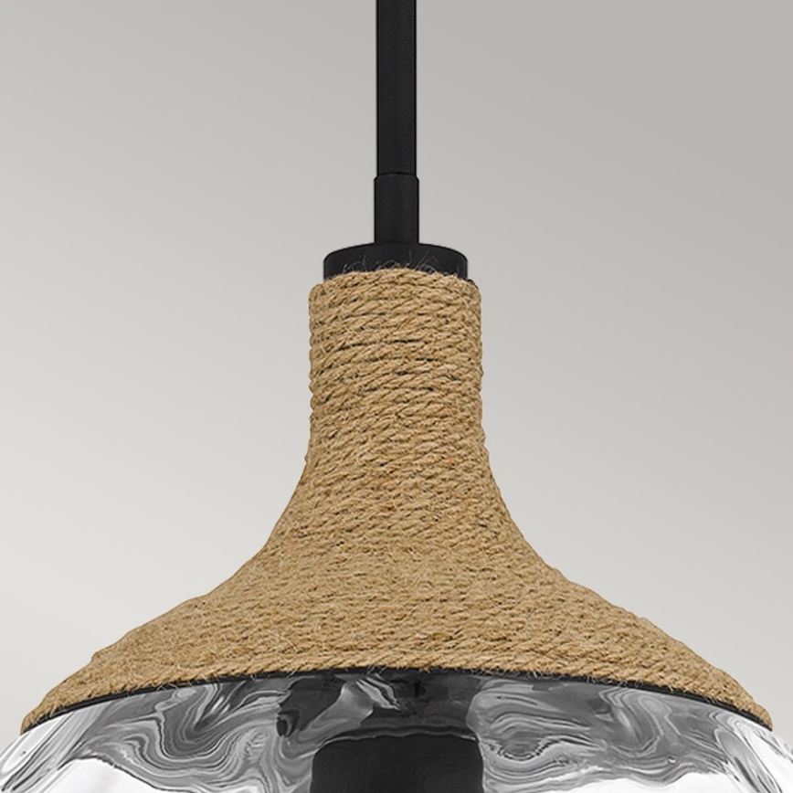 Quoizel - Suspension-barre ROYER 1xE27/60W/230V d. 30,2 cm transparent/noir/beige