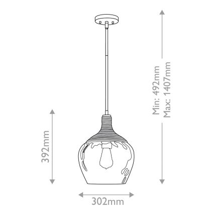 Quoizel - Suspension-barre ROYER 1xE27/60W/230V d. 30,2 cm transparent/noir/beige