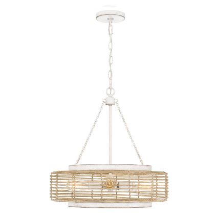 Quoizel - Lustre sur chaîne WAYLON 4xE27/60W/230V Ø 50,4 cm brun/blanc
