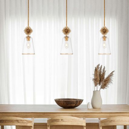 Quoizel - Suspension-barre STARING 1xE27/40W/230V d. 18,4 cm doré/patine/transparent
