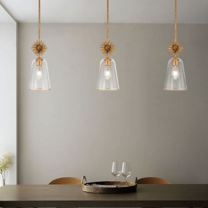 Quoizel - Suspension-barre STARING 1xE27/40W/230V d. 18,4 cm doré/patine/transparent