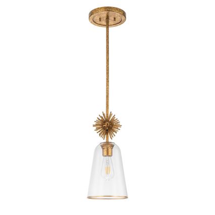 Quoizel - Suspension-barre STARING 1xE27/40W/230V d. 18,4 cm doré/patine/transparent