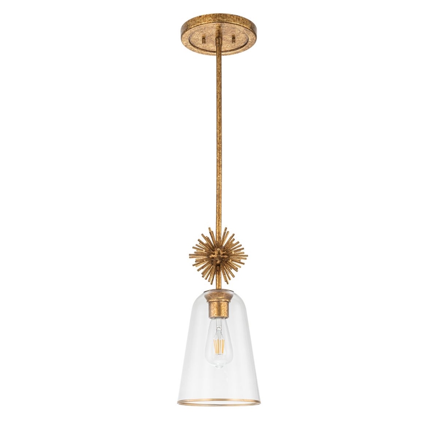 Quoizel - Suspension-barre STARING 1xE27/40W/230V d. 18,4 cm doré/patine/transparent