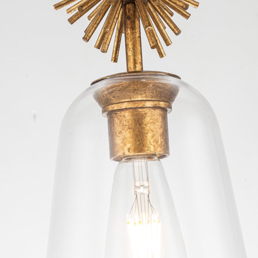 Quoizel - Suspension-barre STARING 1xE27/40W/230V d. 18,4 cm doré/patine/transparent