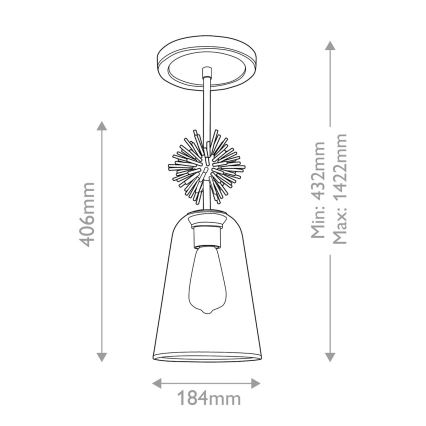 Quoizel - Suspension-barre STARING 1xE27/40W/230V d. 18,4 cm doré/patine/transparent