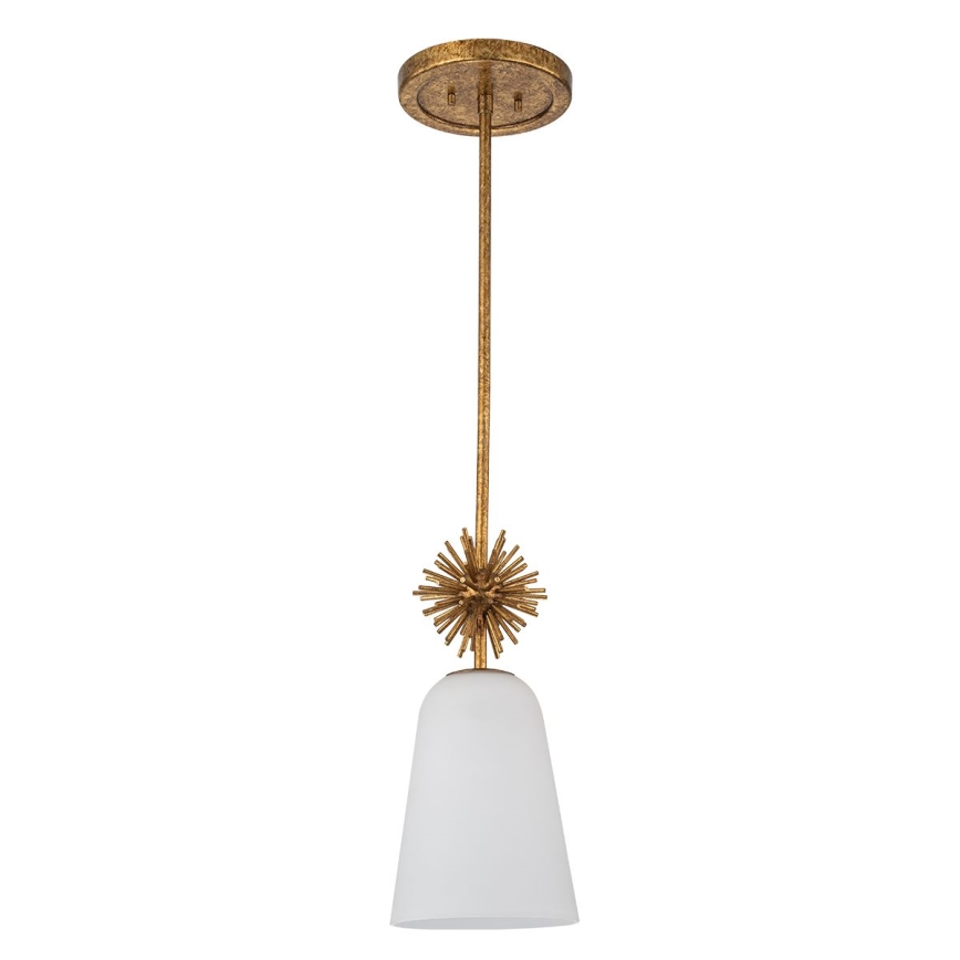 Quoizel - Suspension-barre STARING 1xE27/40W/230V d. 18,4 cm doré/patine/blanc