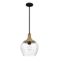 Quoizel - Suspension-barre ROYER 1xE27/60W/230V d. 30,2 cm transparent/noir/beige