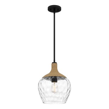 Quoizel - Suspension-barre ROYER 1xE27/60W/230V d. 30,2 cm transparent/noir/beige