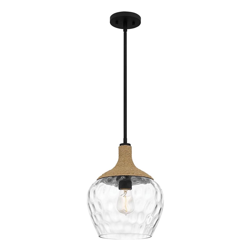 Quoizel - Suspension-barre ROYER 1xE27/60W/230V d. 30,2 cm transparent/noir/beige