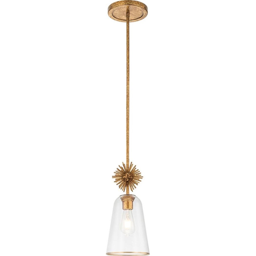 Quoizel - Suspension-barre STARING 1xE27/40W/230V d. 18,4 cm doré/patine/transparent