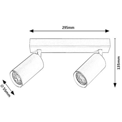 Rabalux - Spot de plafond 2xGU10/25W/230V noir