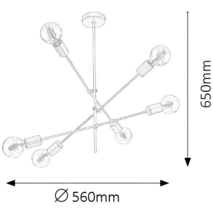 Rabalux - Suspension 6xE27/15W/230V