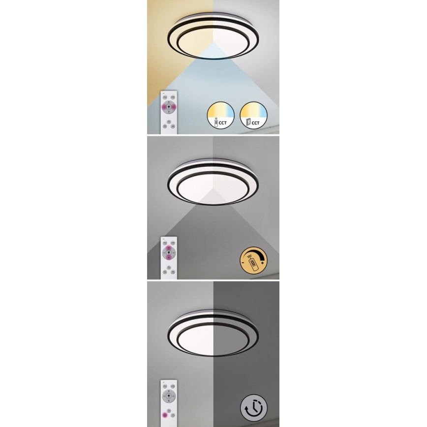 Rabalux - Plafonnier LED dimmable LED/40W/230V 3000-6500K noir Ø 49 cm + télécommande