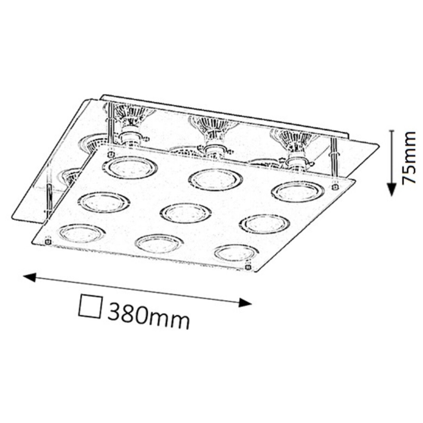 Rabalux - Plafonnier LED NAOMI 9xGU10/5W 38x38 cm
