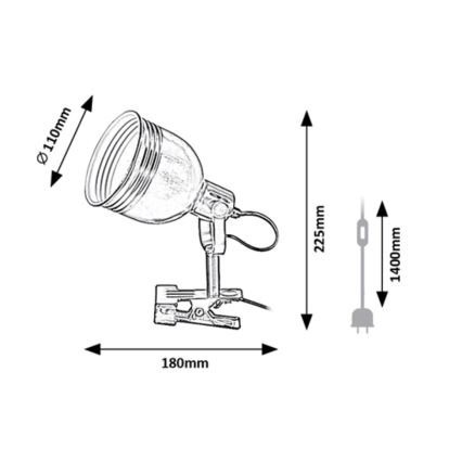 Rabalux - Spot avec pince 1xE14/25W/230V noir