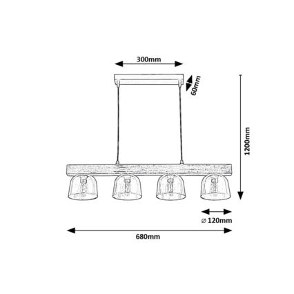 Rabalux - Suspension filaire 4xE14/40W/230V