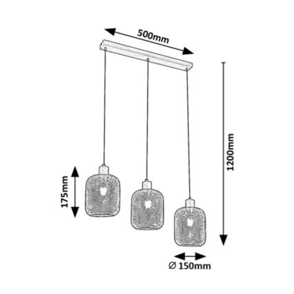 Rabalux - Suspension filaire 3xE27/60W/230V