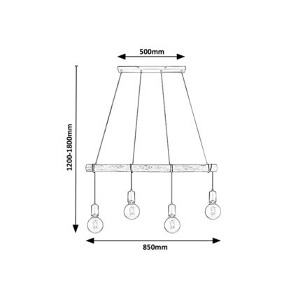 Rabalux - Suspension filaire 4xE27/40W/230V eucalyptus